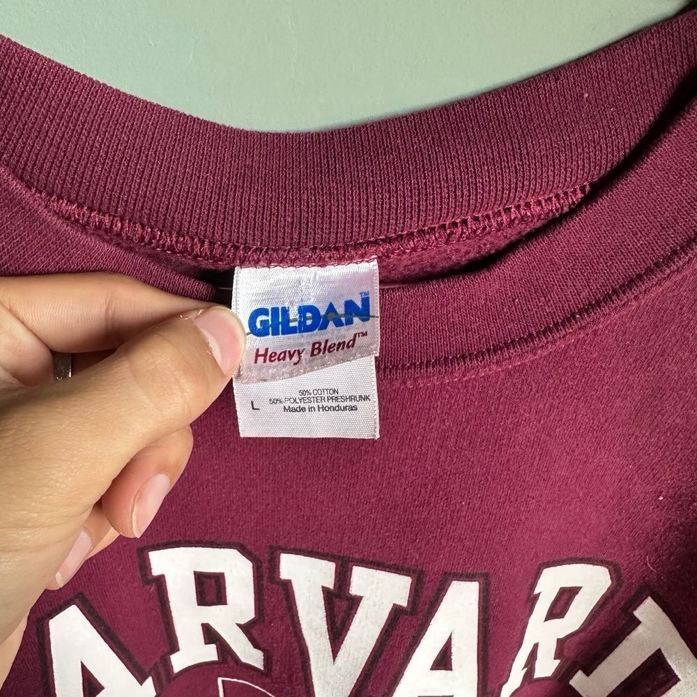 GILDAN Mens XL Maroon Harvard Vintage Crewneck Sweatshirt - Picture 5 of 7